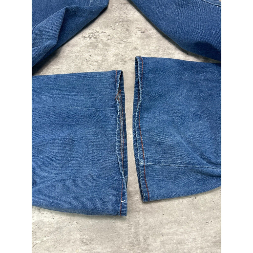 Vintage 70s/80s Medium Wash Multi Pocket Flared Denim Pants Size 29 Blue