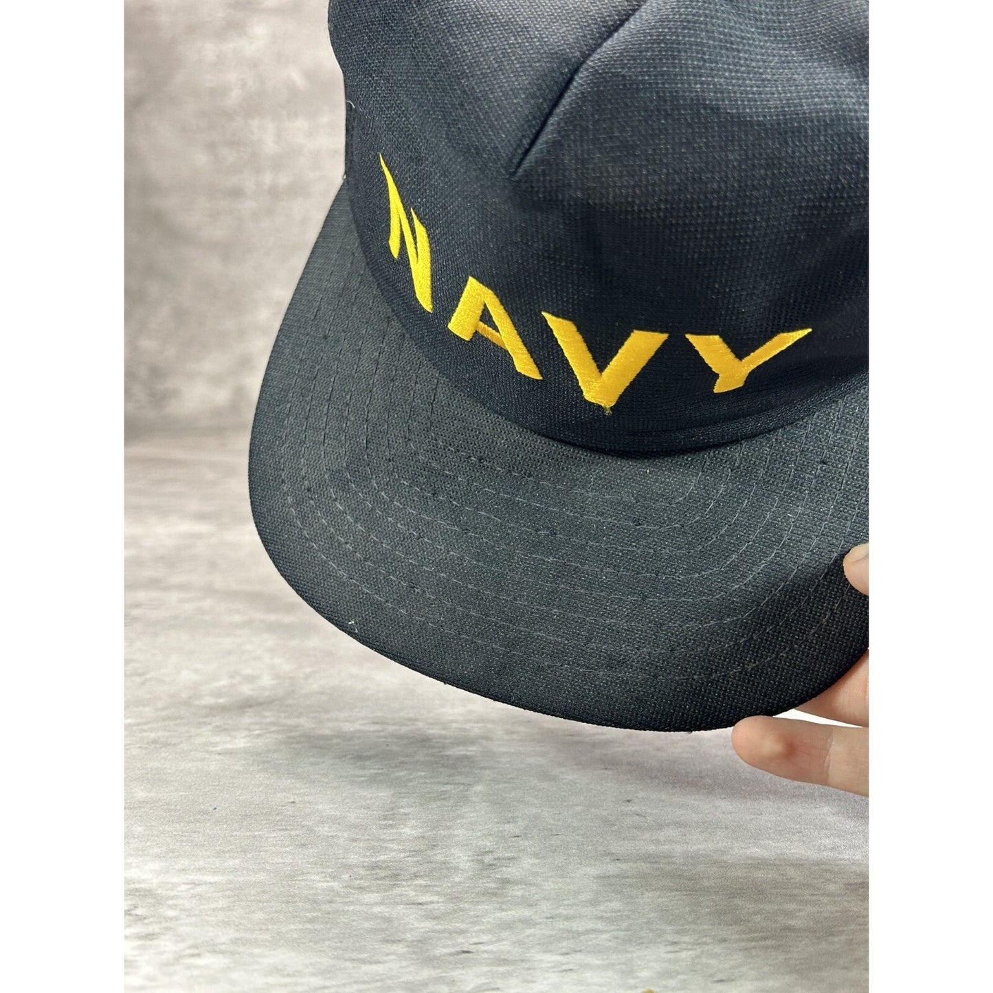 Vintage 1980s Military US Navy Embroidered Spellout Snapback Hat OSFA