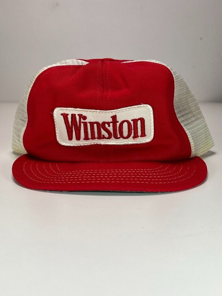 Vintage 90s Winston Cigarettes Embroidered Patch Trucker Snapback Hat OSFA