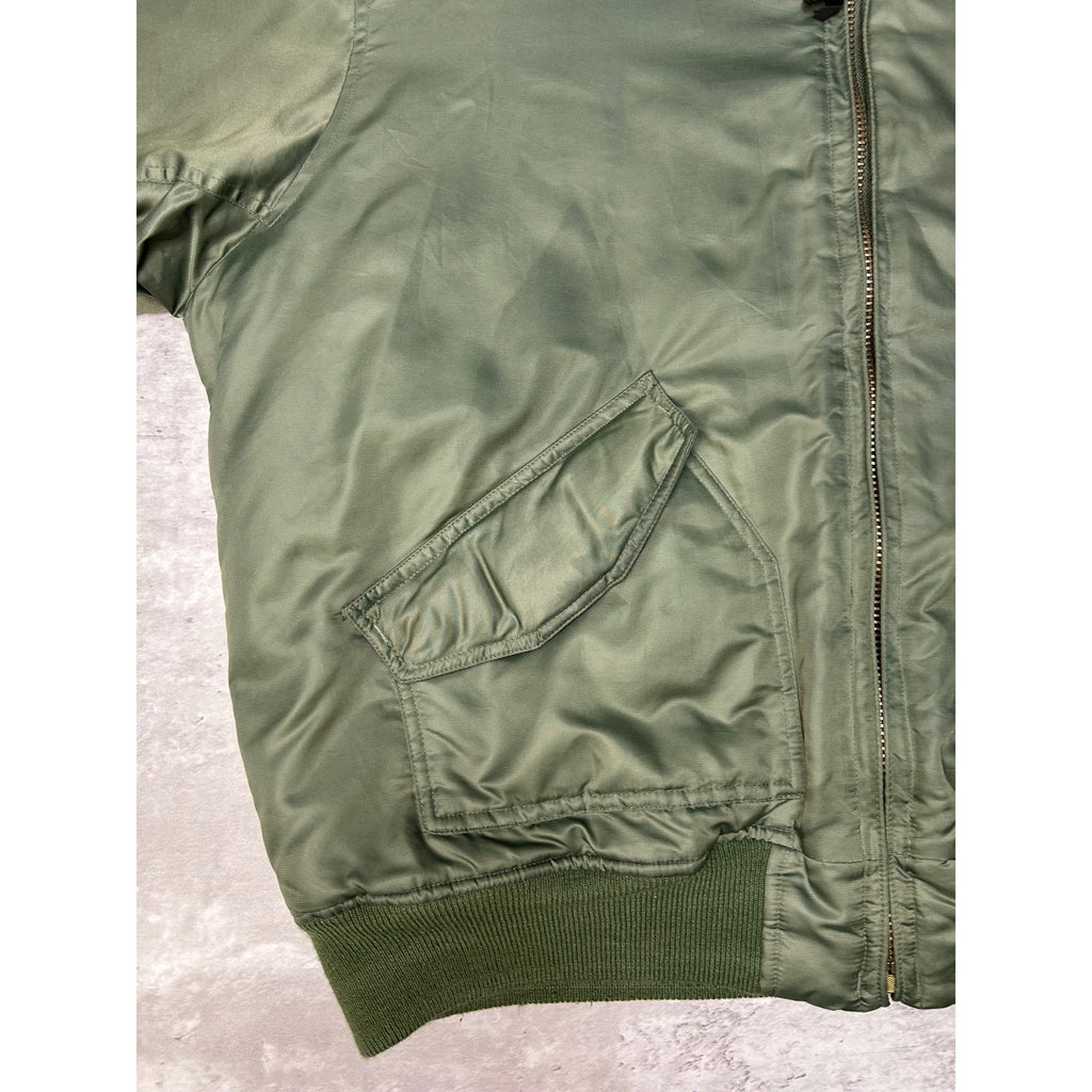 Vintage 80s/90s US Military Insulated Full Zip Pilots Bomber Jacket Size XL
