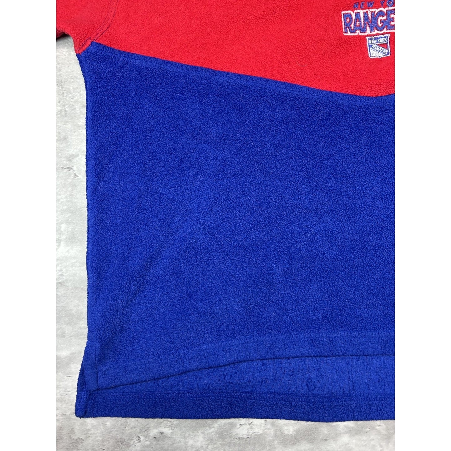 Vintage 90s New York Rangers NHL Embroidered 1/2 Zip Fleece Sweatshirt Sz Large