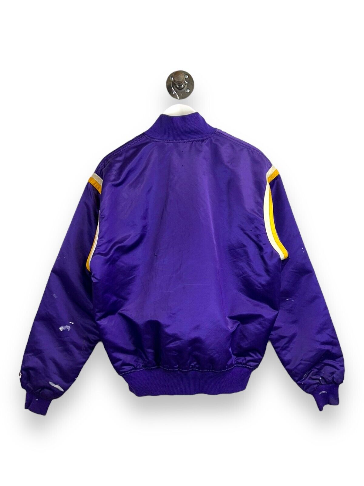 Vintage 80s Los Angeles Lakers Embroidered Satin Starter Bomber Jacket Sz Large