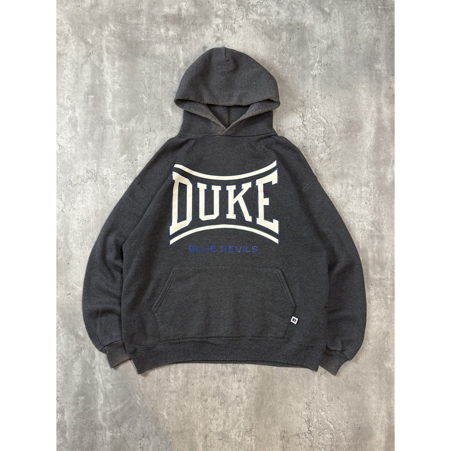 Vintage 90s Duke Blue Devils NCAA Graphic Spellout Hooded Sweatshirt Size Large
