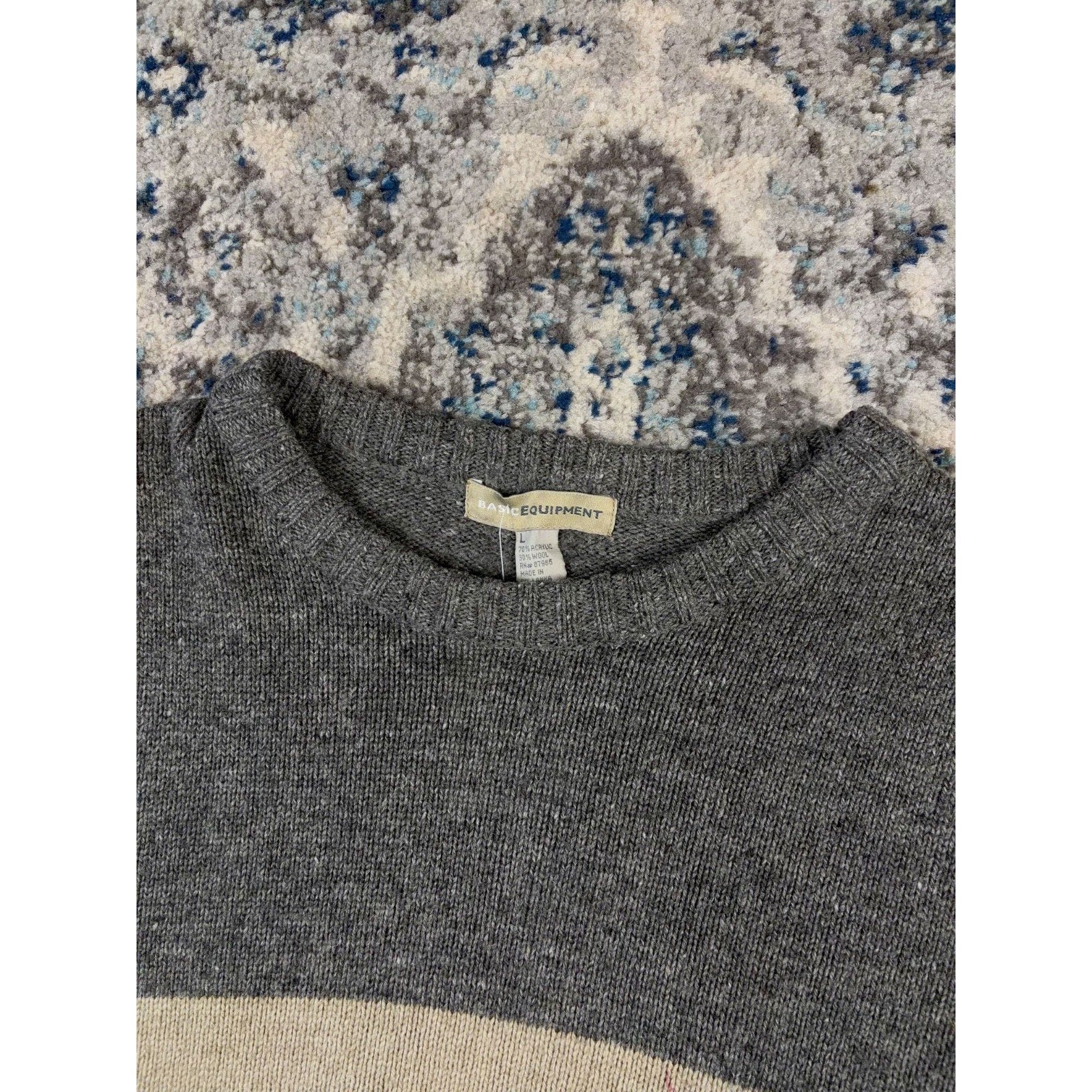 Vintage Basic Equipment Striped Crewneck Knit Sweater Size Large