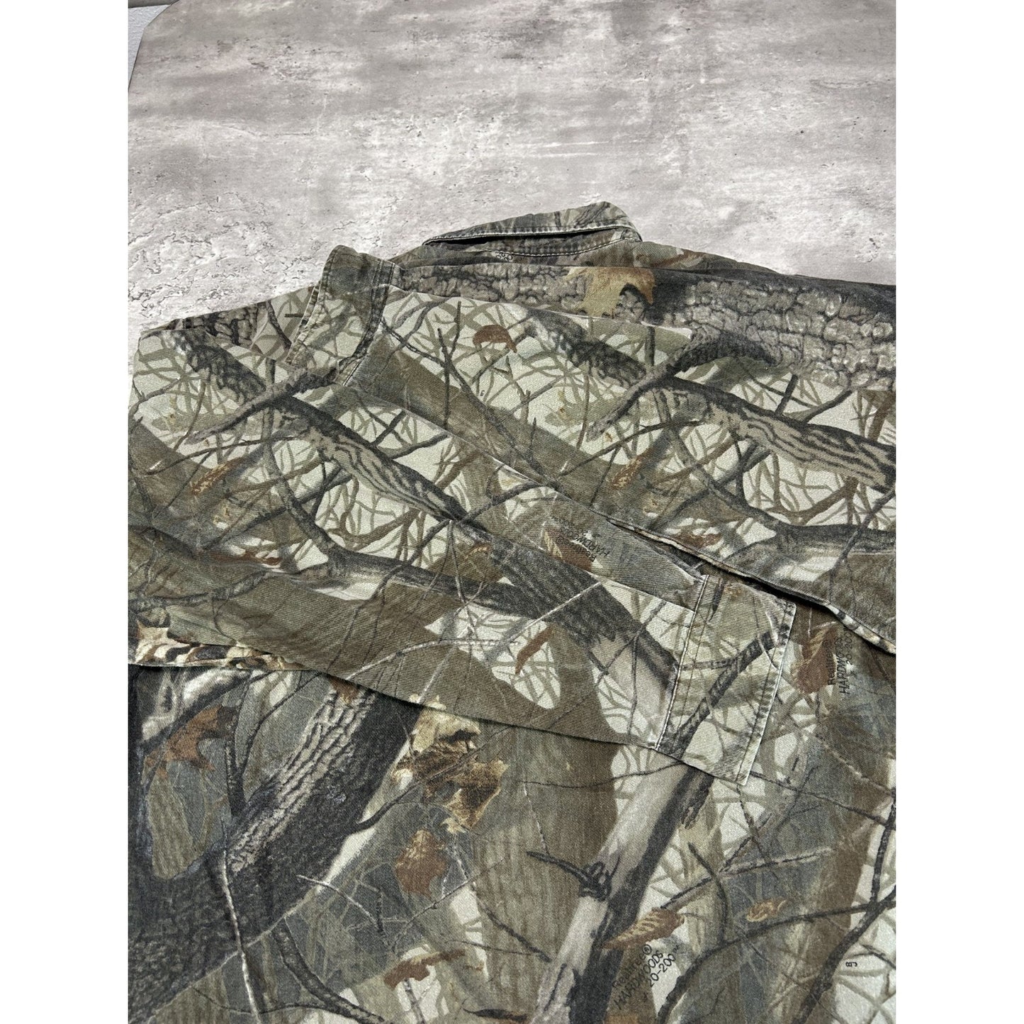 Vintage Duxbak Realtree Hardwoods Camo Long Sleeve Hunting Button Up Shirt XL