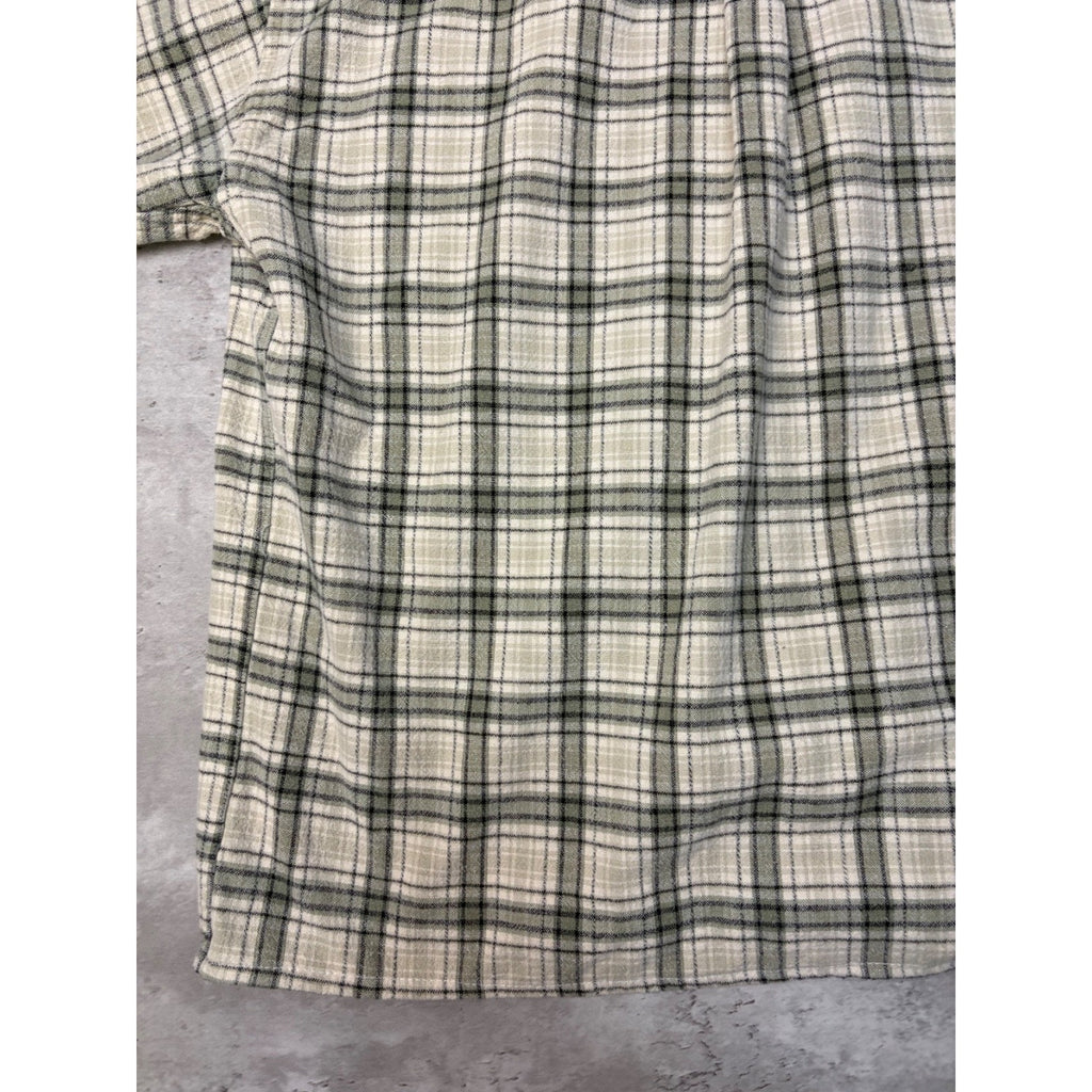 VTG Point Zero Single Pocket Plaid Reworked Cropped Button Up Shirt Size Large