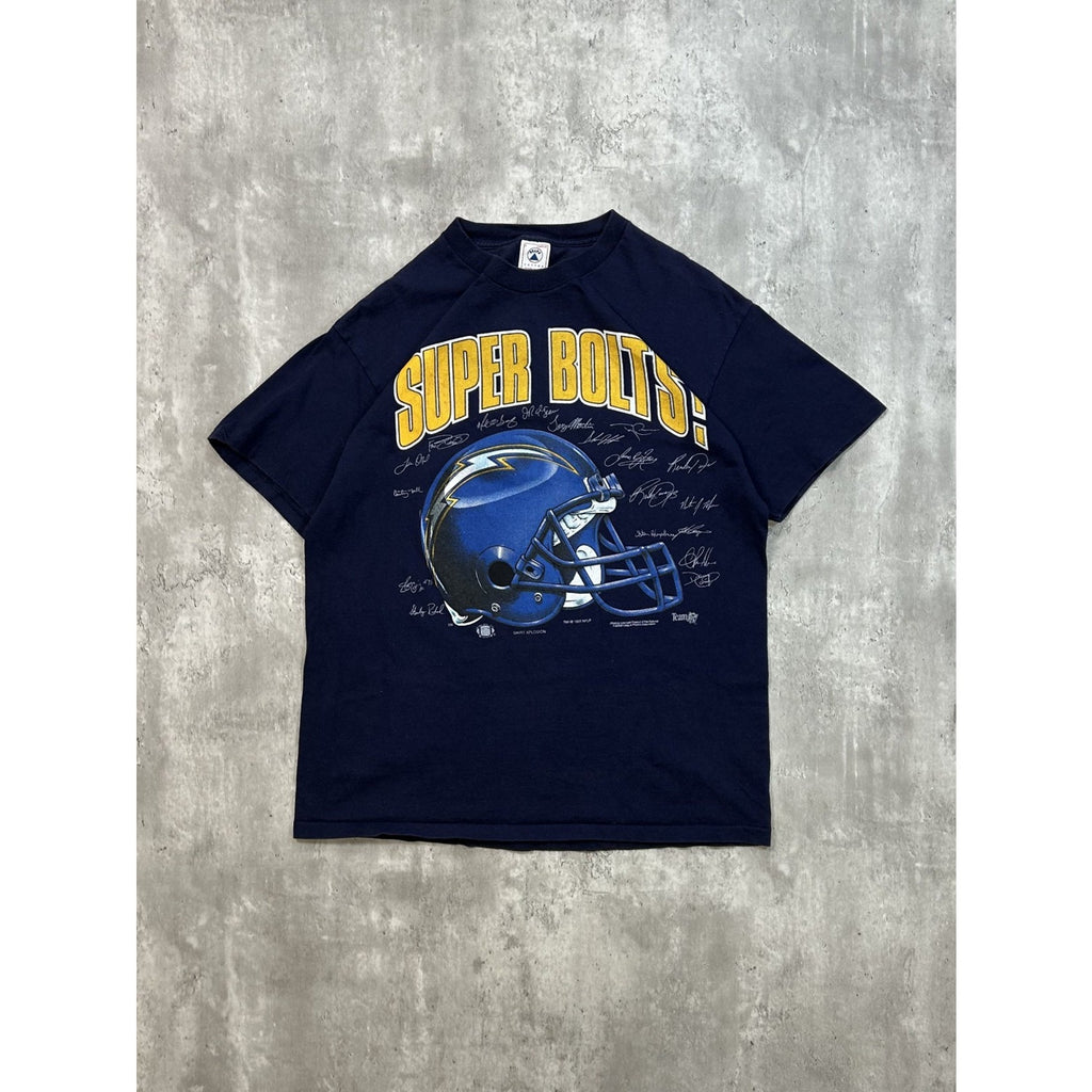 1995 Los Angeles Chargers NFL Super Bolts Helmets Graphic T-Shirt Size Large