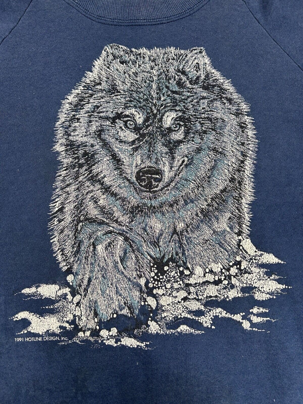 Vintage 1991 Wolf Nature Wildlife Animal Graphic Pull Over Sweatshirt Size 2XL