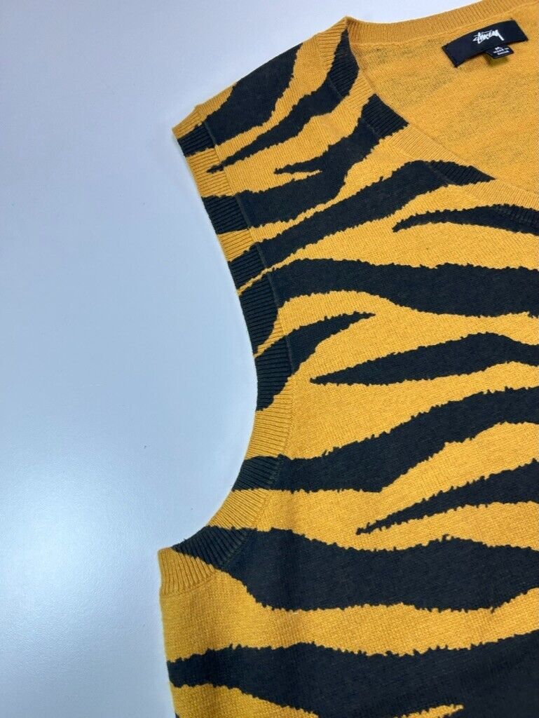 Stussy Tiger Print Sweater Vest Size Medium