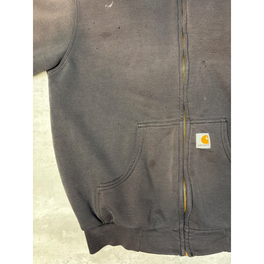 Vintage Carhartt Thermal Lined Full Zip Embroidered Patch Sweatshirt Size Large