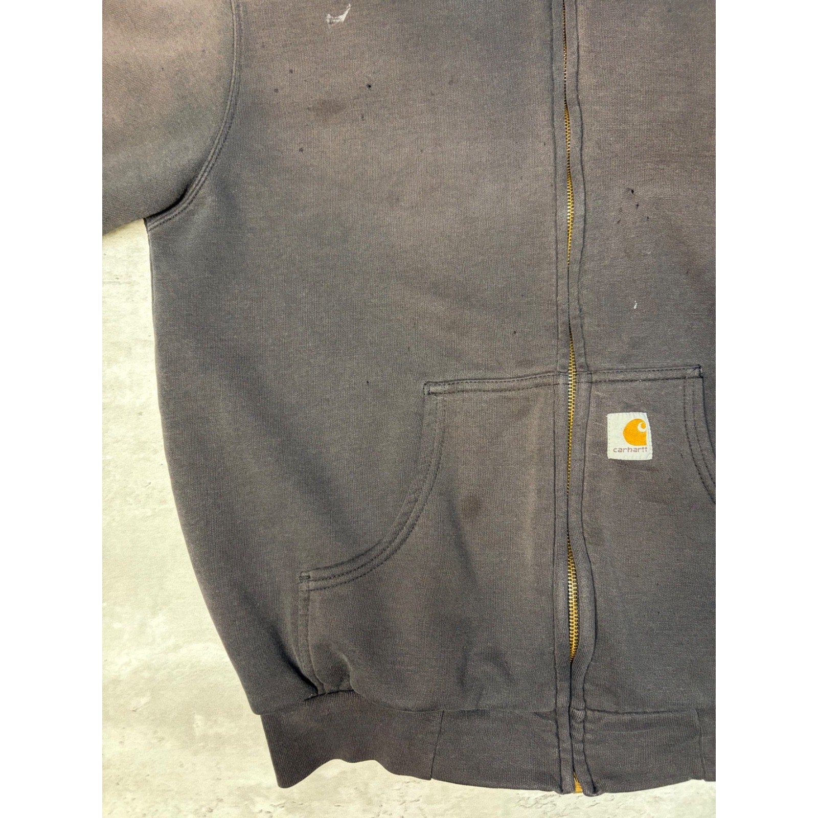 Vintage Carhartt Thermal Lined Full Zip Embroidered Patch Sweatshirt Size Large