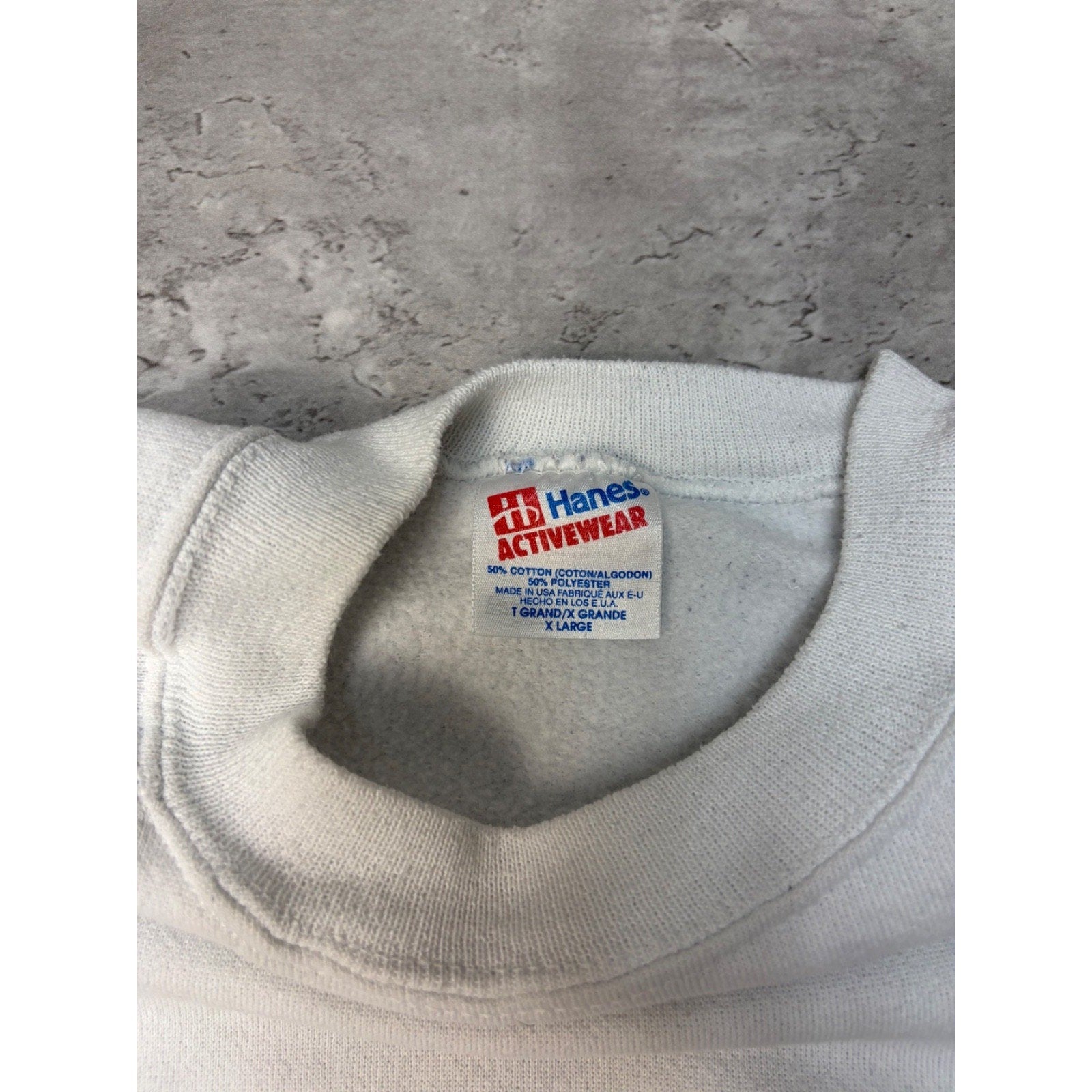 Vintage 90s Hanes Blank White Pullover Crewneck Sweatshirt Size XL
