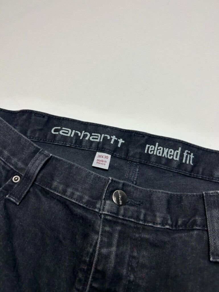 Carhartt Relaxed Fit Black Denim Workwear Pants Size 38W