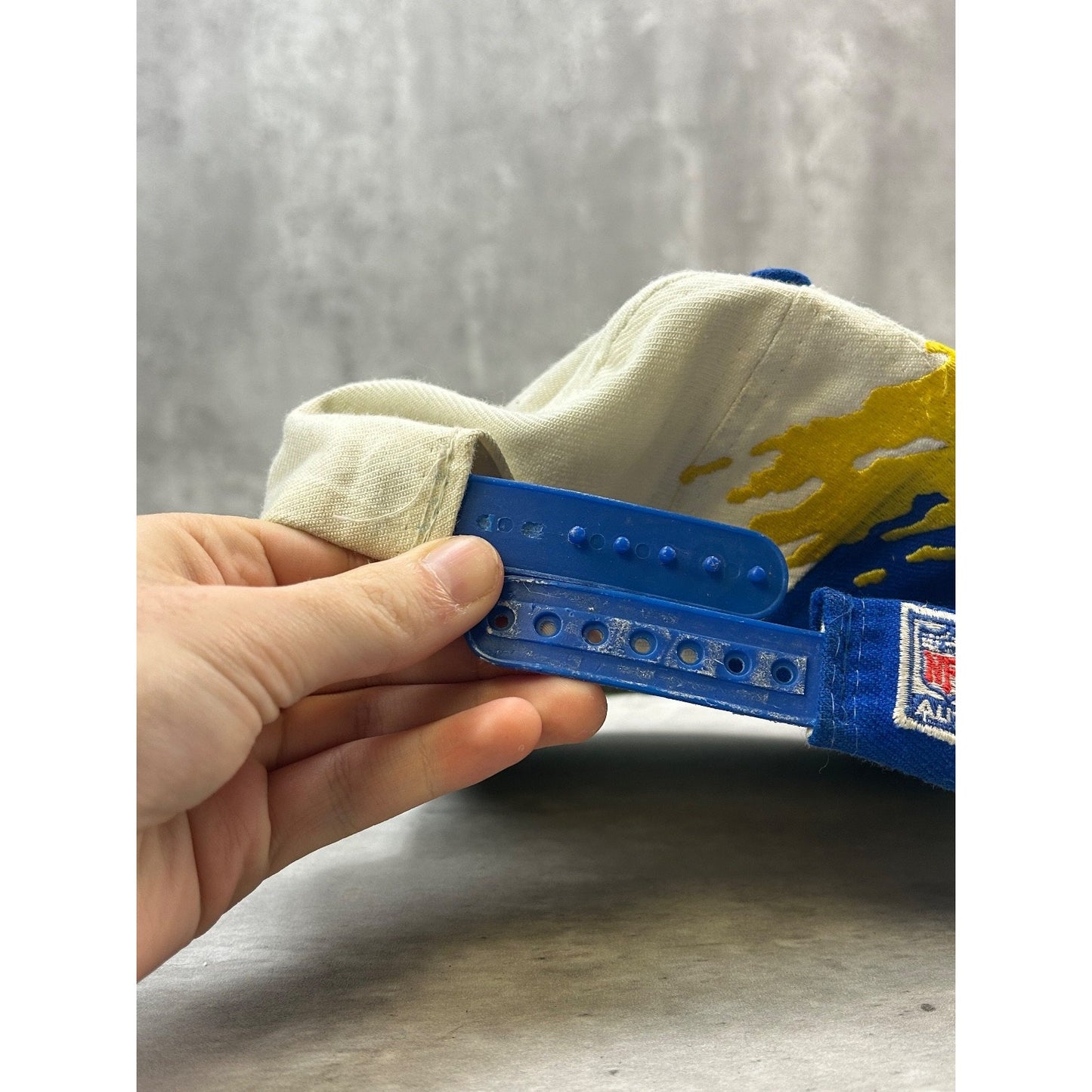 Vintage 90s St Louis Rams NFL Logo Athletic Splash Snapback Hat OSFA