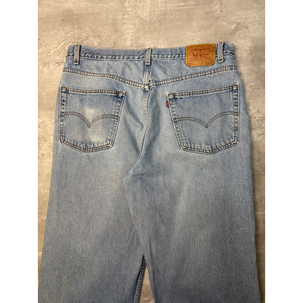 Vintage 90s Levis 550 Red Tab Relaxed Fit Light Wash Denim Pants Size 38