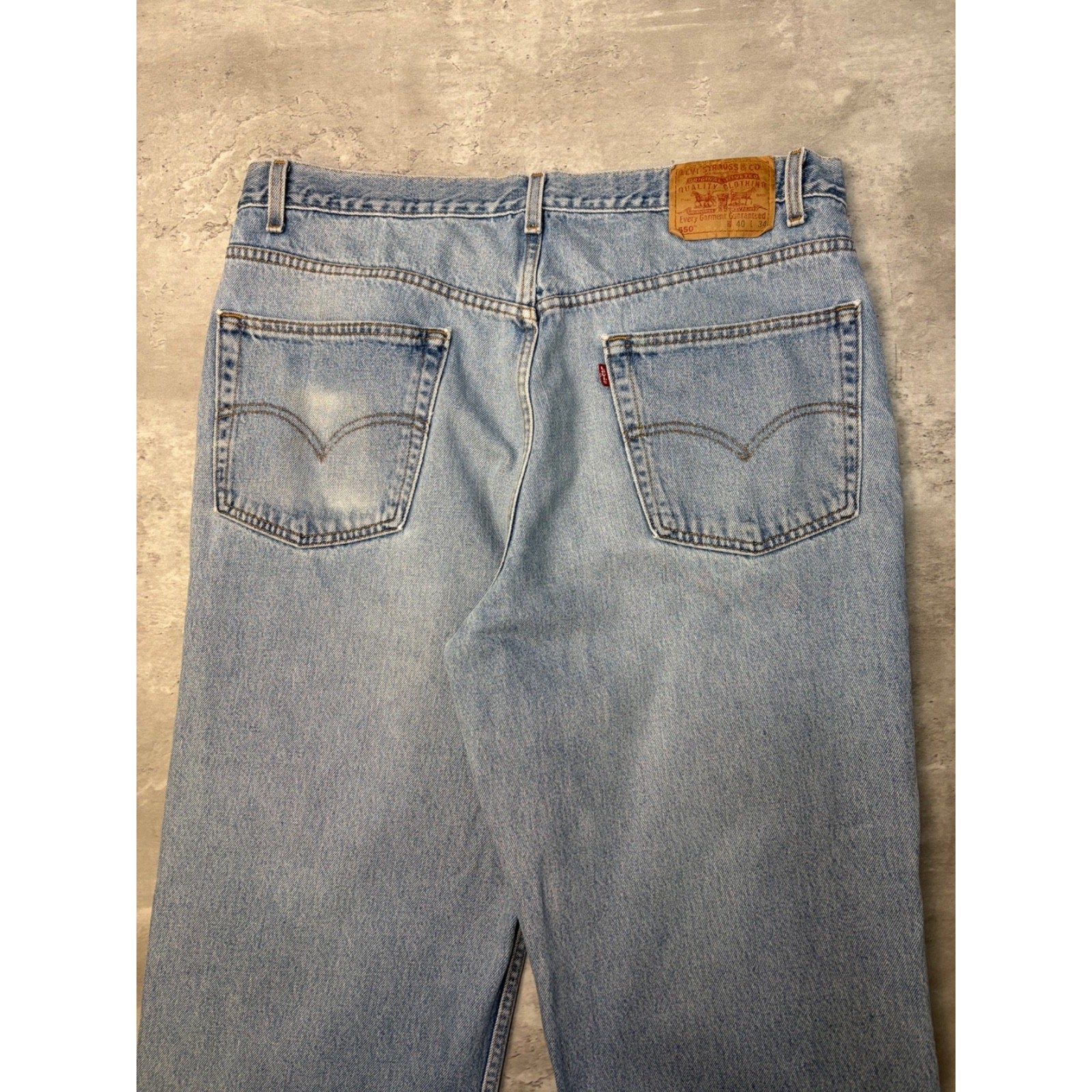 Vintage 90s Levis 550 Red Tab Relaxed Fit Light Wash Denim Pants Size 38