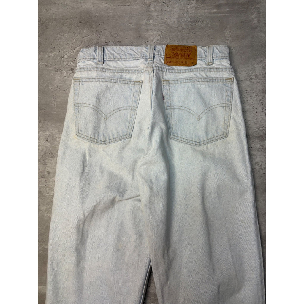VTG 90s Levis 550 Red Tab Relaxed Fit Taper Leg Light Wash Denim Pants Size 31
