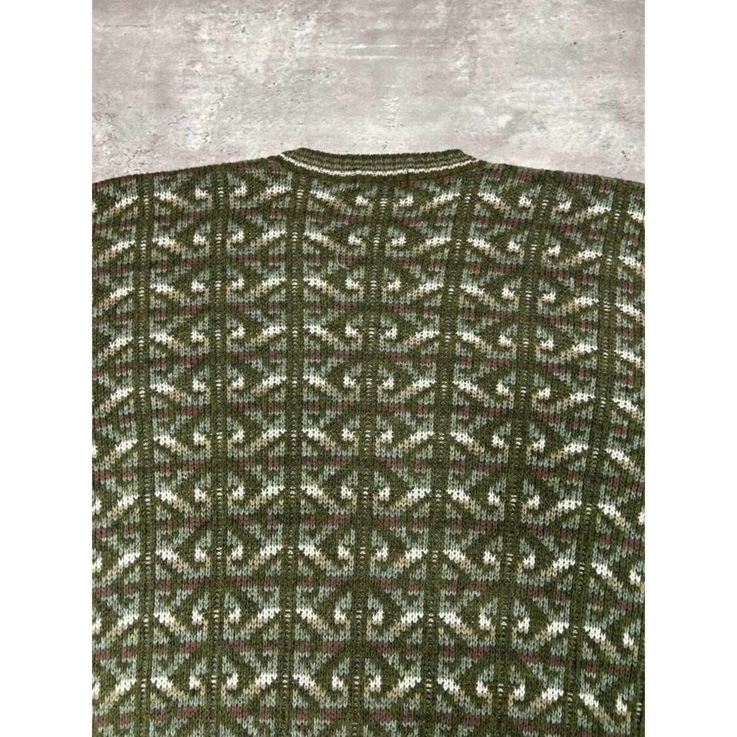 Vintage 90s Scandia Abstract Striped Print Pullover Knit Sweater Size Medium