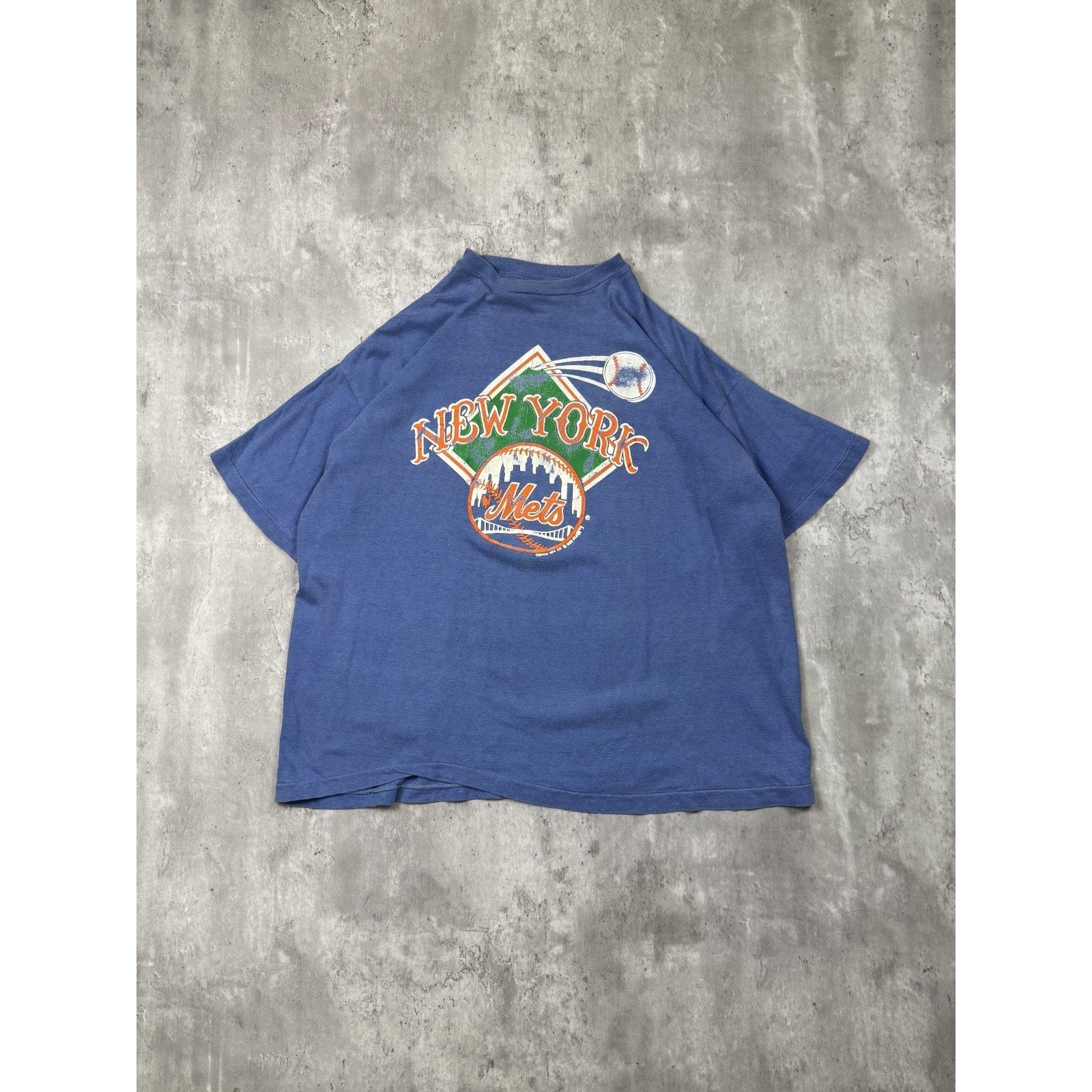 Vintage 1988 New York Mets MLB Diamond Spellout Graphic T-Shirt Size XL