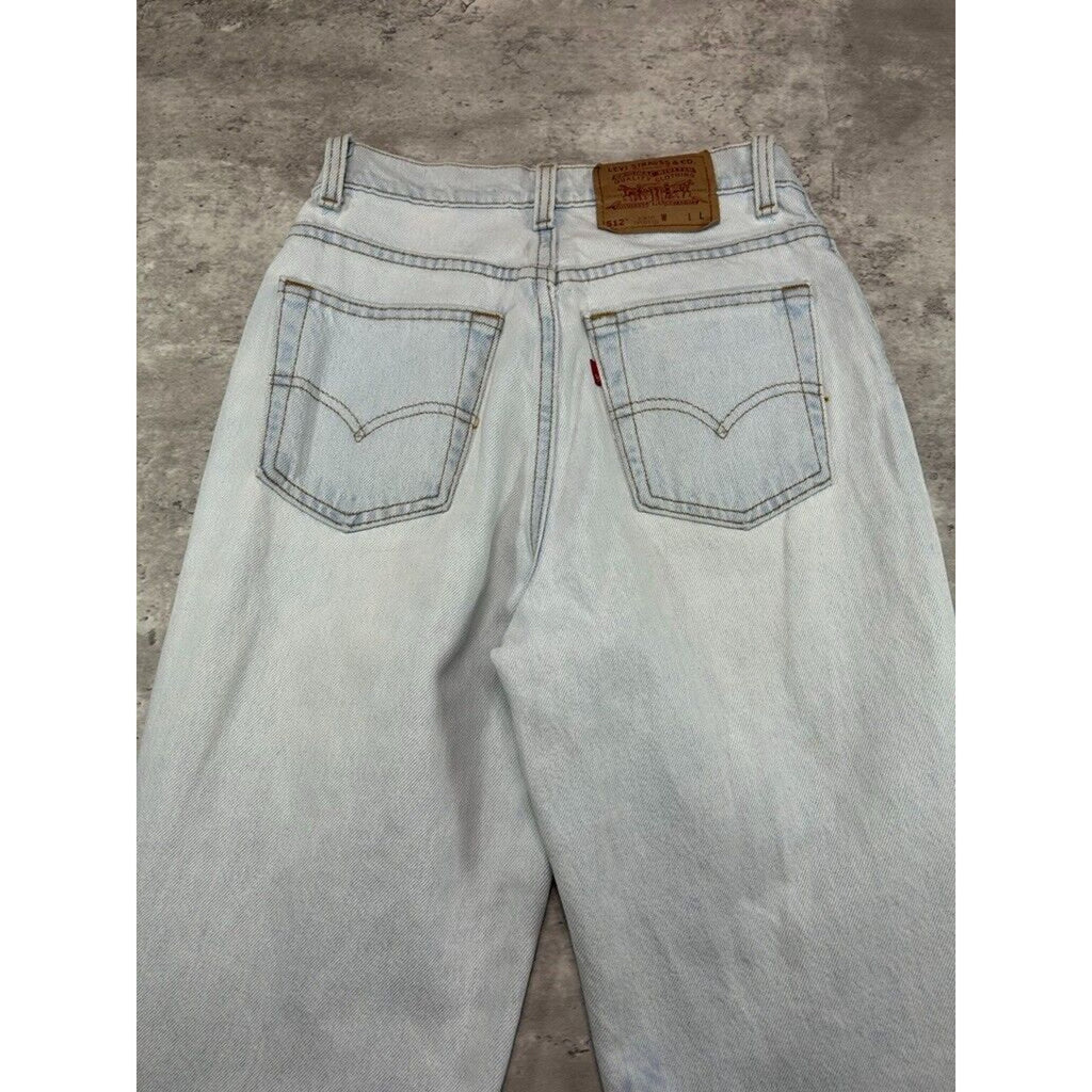Vintage 90s Levis 512 Red Tab Slim Fit Light Wash Denim Pants Size 26 Blue