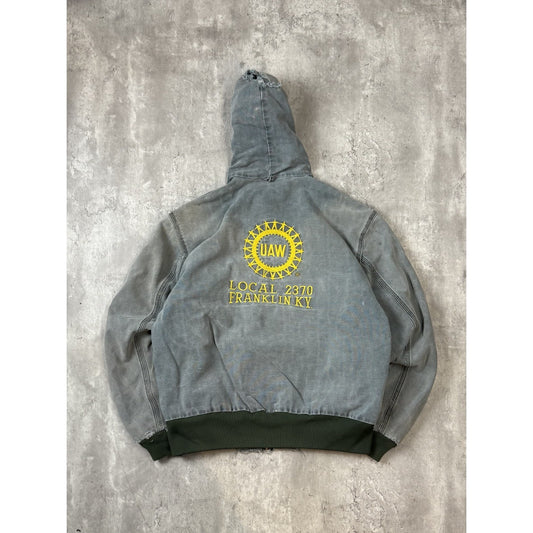 Vintage Carhartt Thermal Lined Canvas Workwear Hooded Active Jacket Size Large