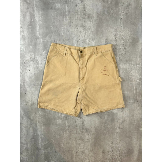 Vintage Carhartt Canvas Workwear Carpenter Shorts Size 35 Beige