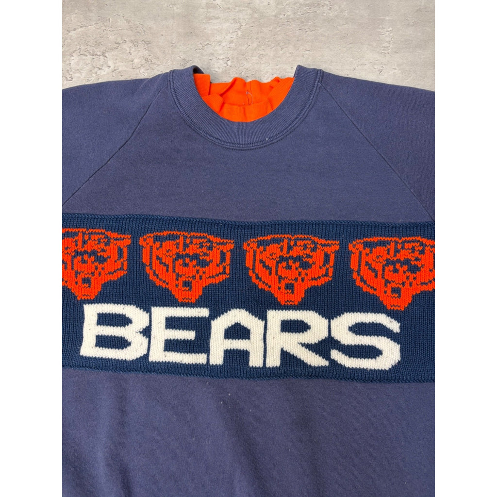 Vintage 80s Chicago Bears NFL Knit Spellout Graphic Football Sweatshirt Size XL