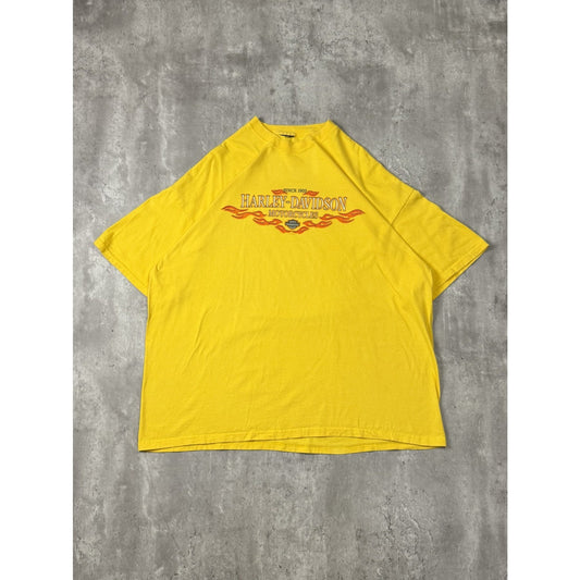 Vintage Harley Davidson Flaming Spellout Graphic Motorcycle T-Shirt Size 2XL