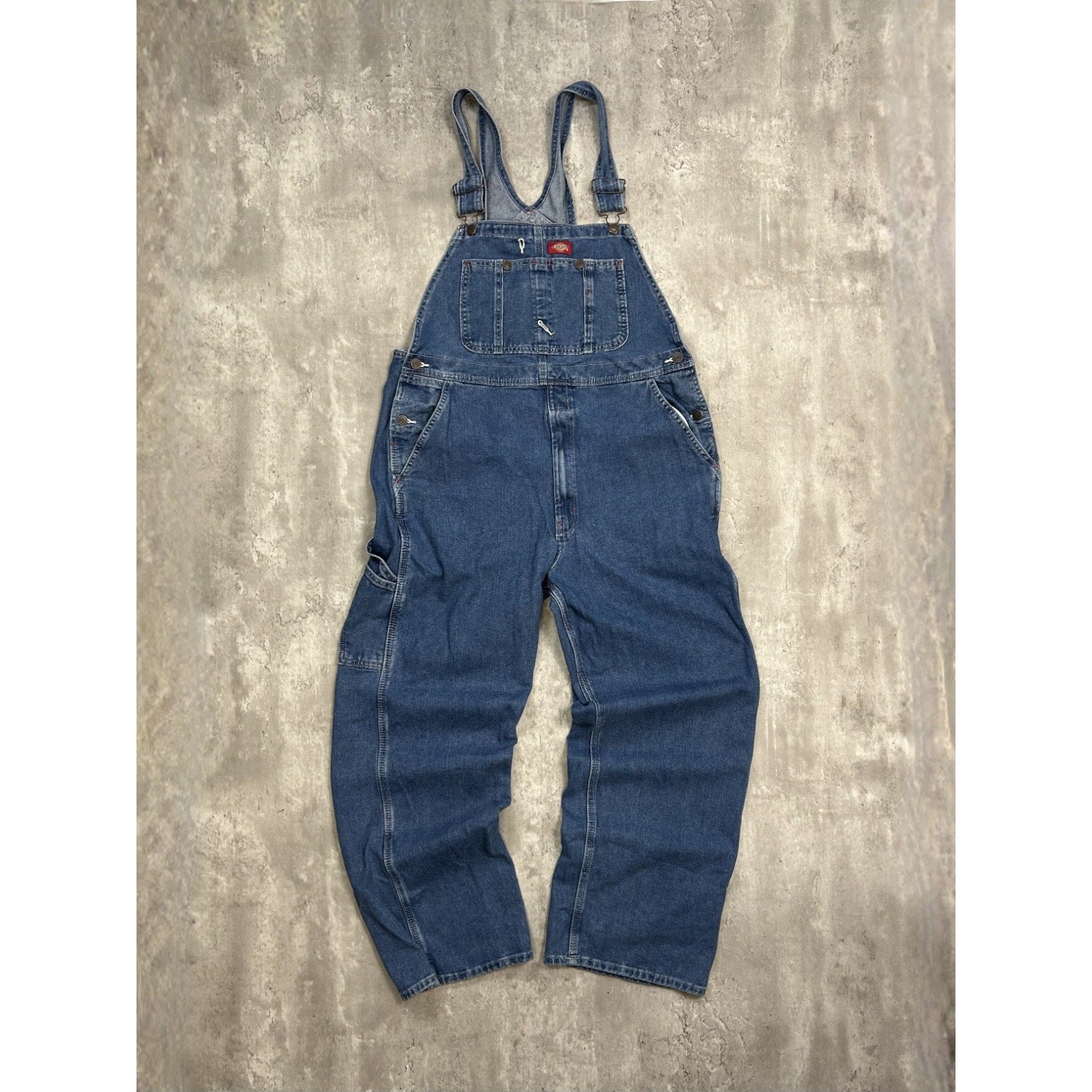 Vintage Dickies Medium Wash Denim Workwear Carpenter Overalls Size 38