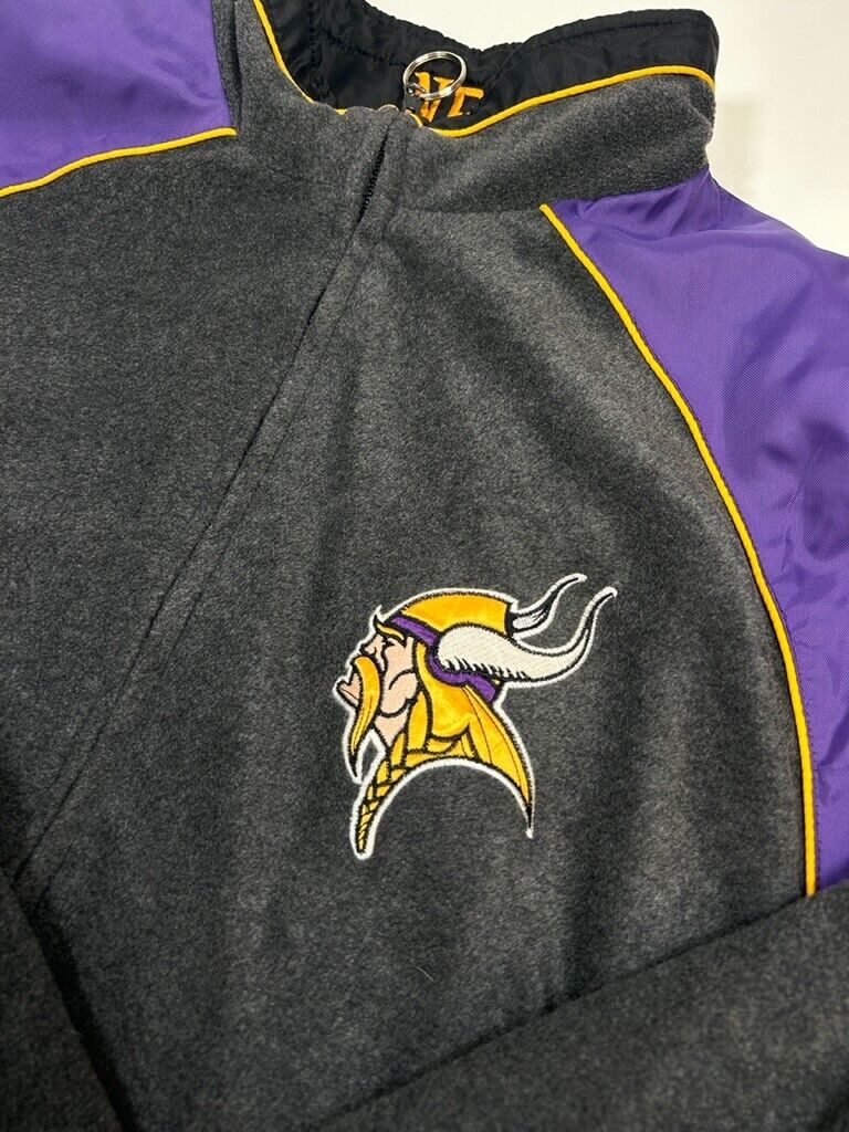 Vintage Y2K Minnesota Vikings NFL Reversible Nylon Fleece Jacket Size XL