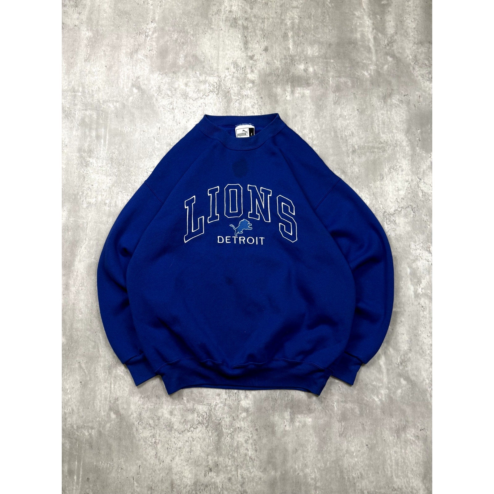 Vintage Detroit Lions NFL Embroidered Arc Spellout Sweatshirt Size Large