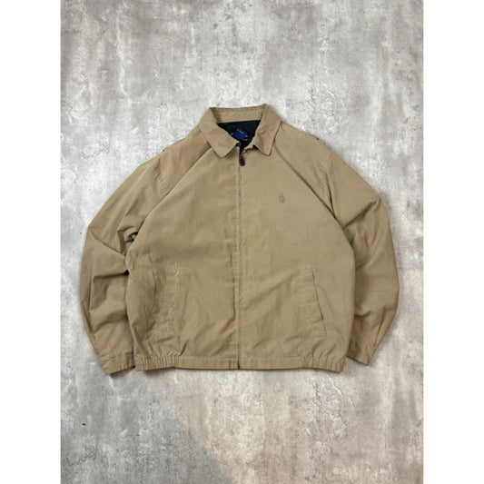 Vintage 90s Nautica Embroidered Full Zip Harrington Jacket Size XL Beige