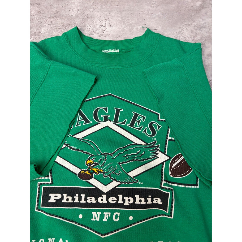 Vintage 90s Philadelphia Eagles Spellout Graphic Football Sweatshirt Size Medium