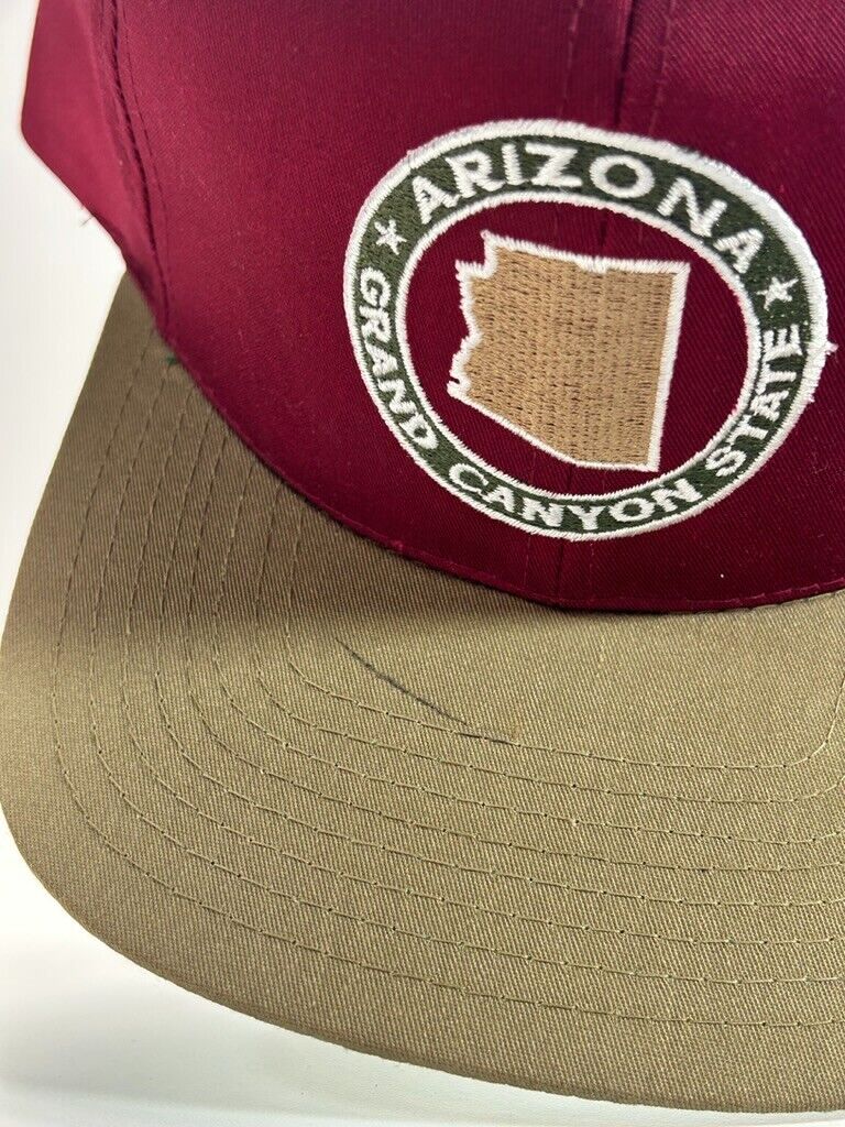 Vintage 90s Arizona Embroidered State Destination Snapback Hat OSFA Red