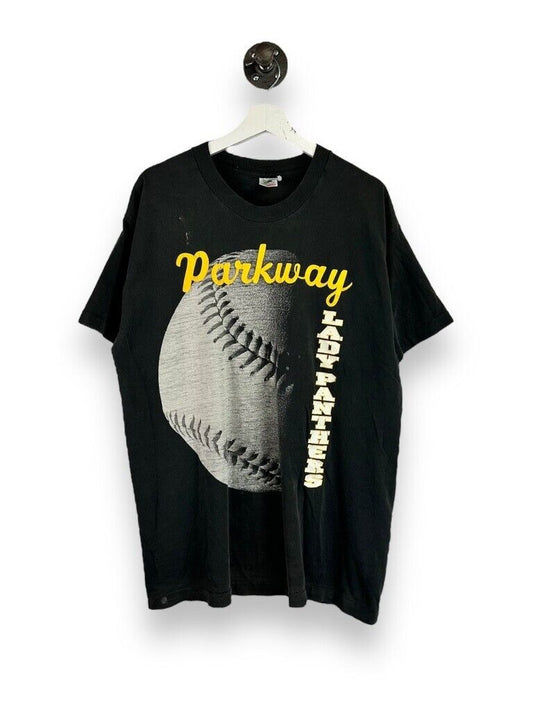 Vintage Parkway Lady Panthers NCAA Big Graphic Baseball T-Shirt Size XL Black