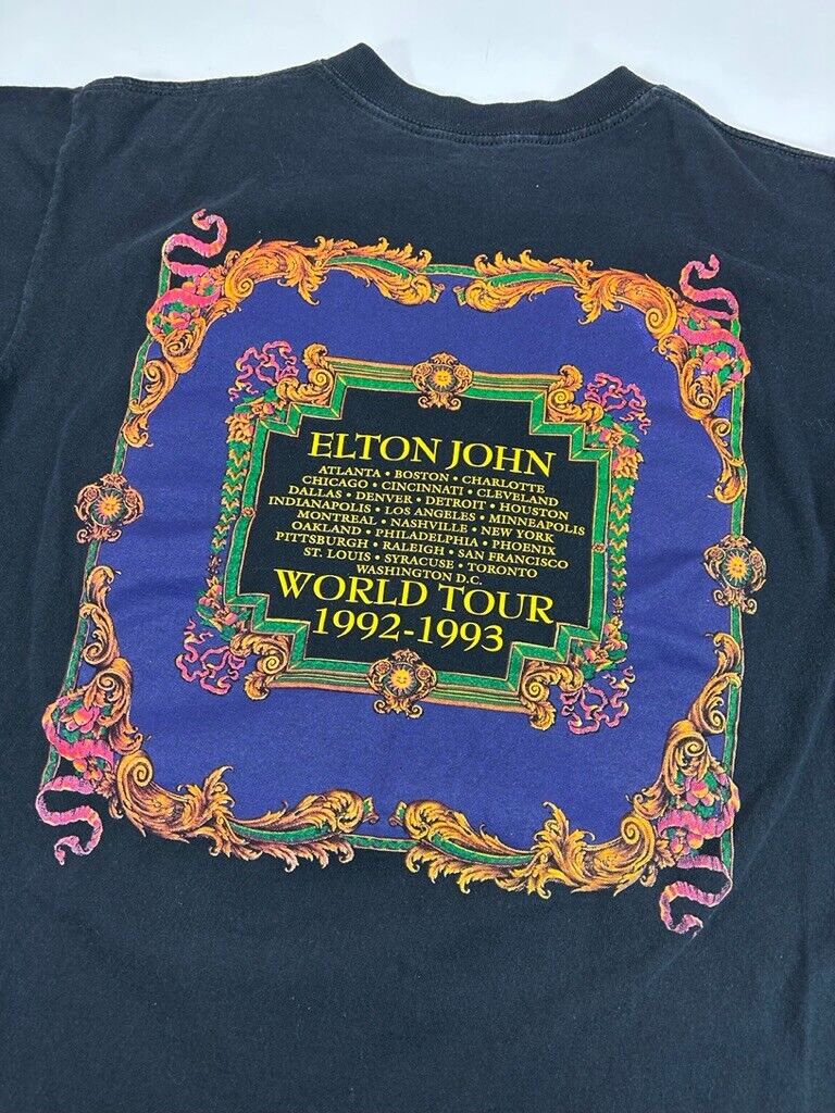 Vintage 1993 Elton John The Tour Rock Music Graphic T-Shirt Size Large