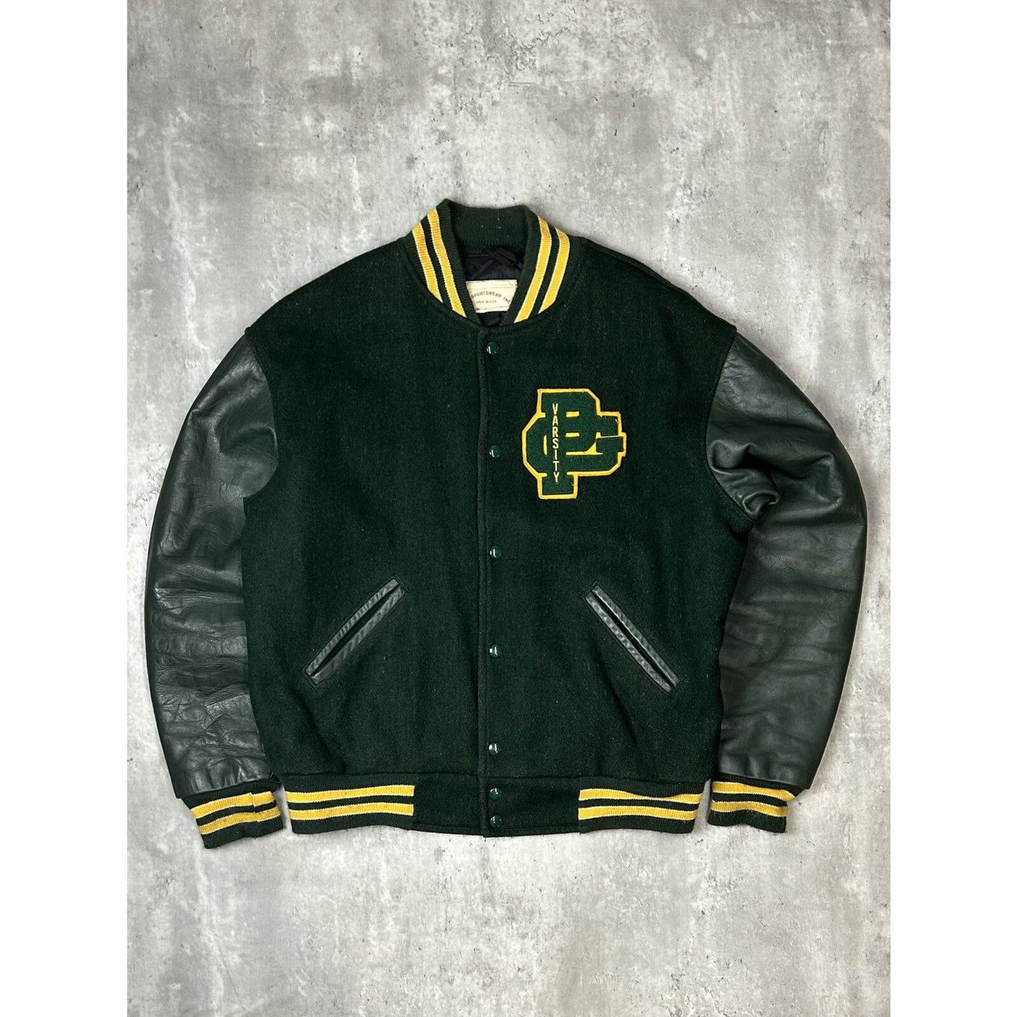 Vintage 80s PC Varsity Collegiate Embroidered Patch Jacket Size XL