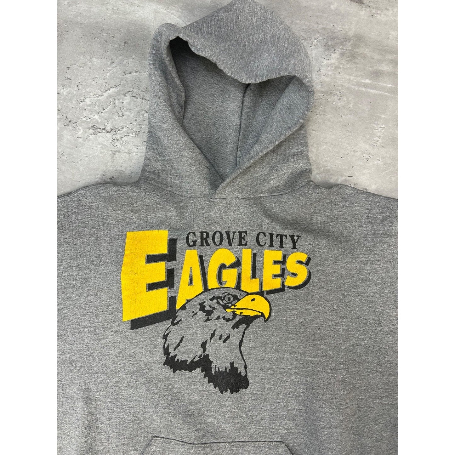 Vintage 90s Grove City Eagles Collegiate Graphic Hooded Sweatshirt Size Large
