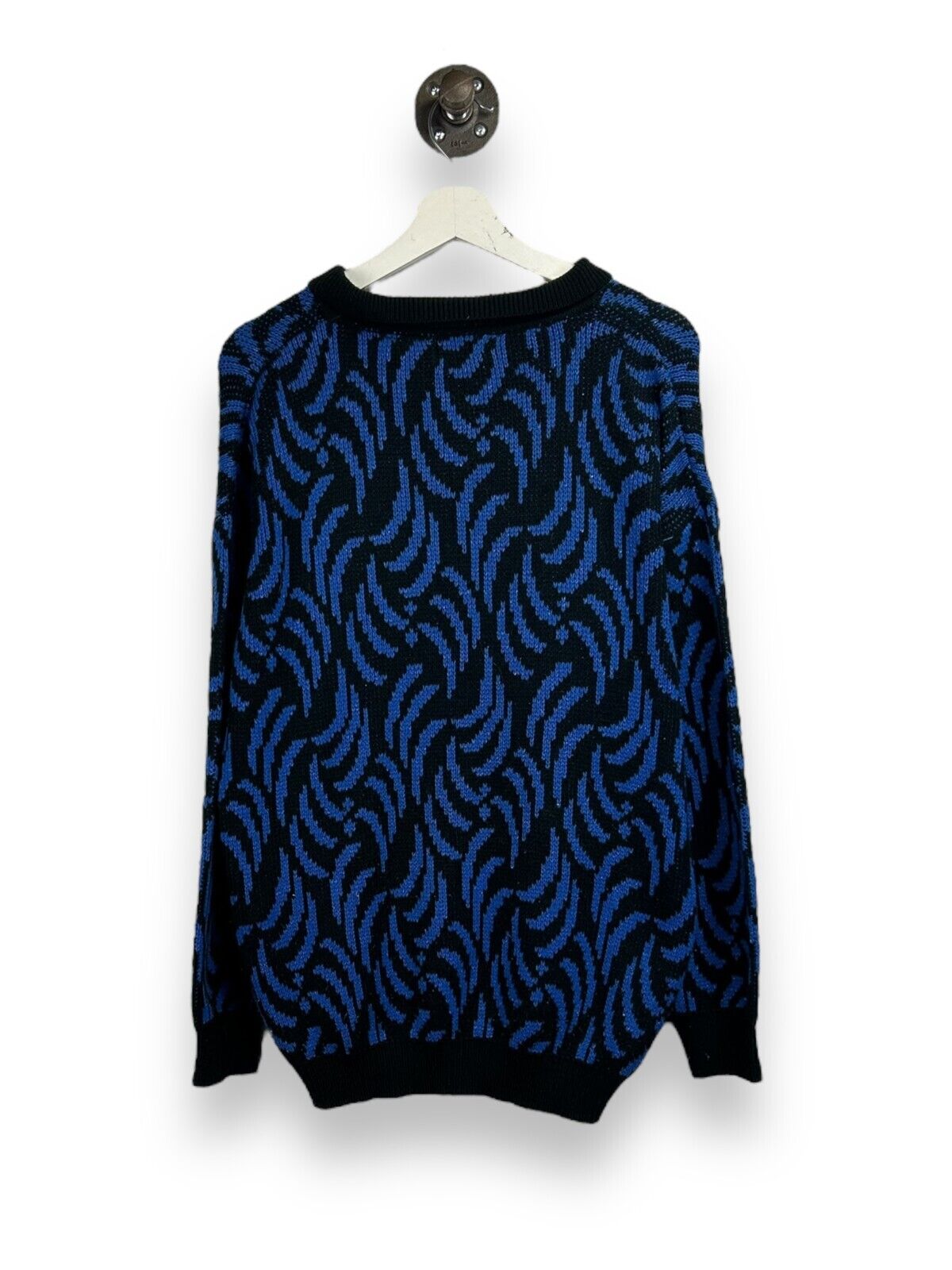 Vintage 90s Snap Abstract Print 1/4 Button Collared Knit Sweater Size XL