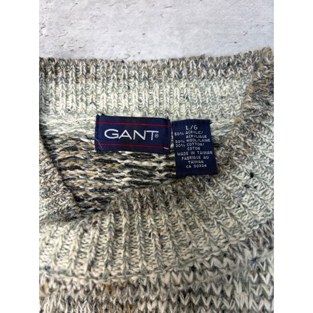 Vintage 90s Gant Plaid Print Pattern Pullover Knit Sweater Size Large