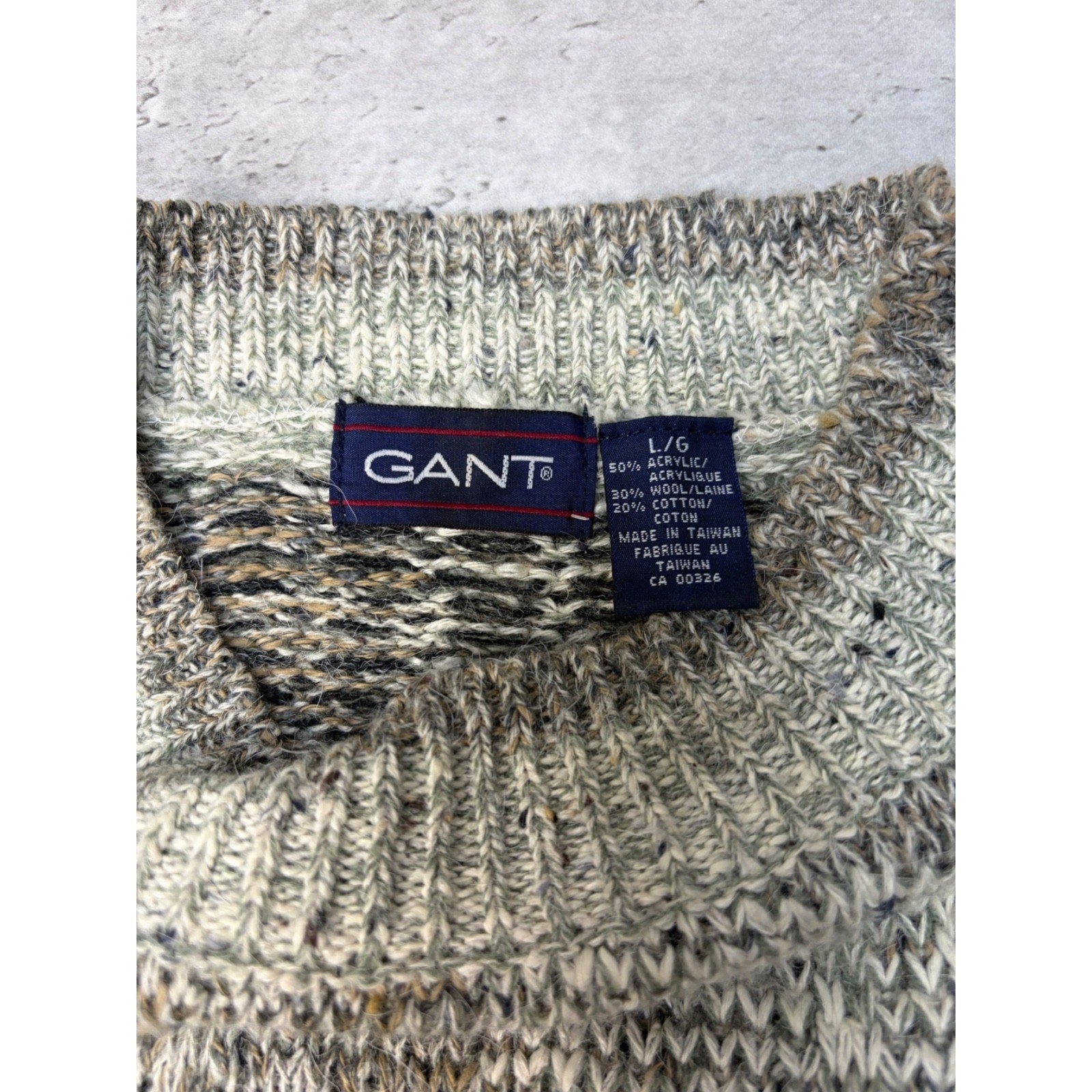 Vintage 90s Gant Plaid Print Pattern Pullover Knit Sweater Size Large