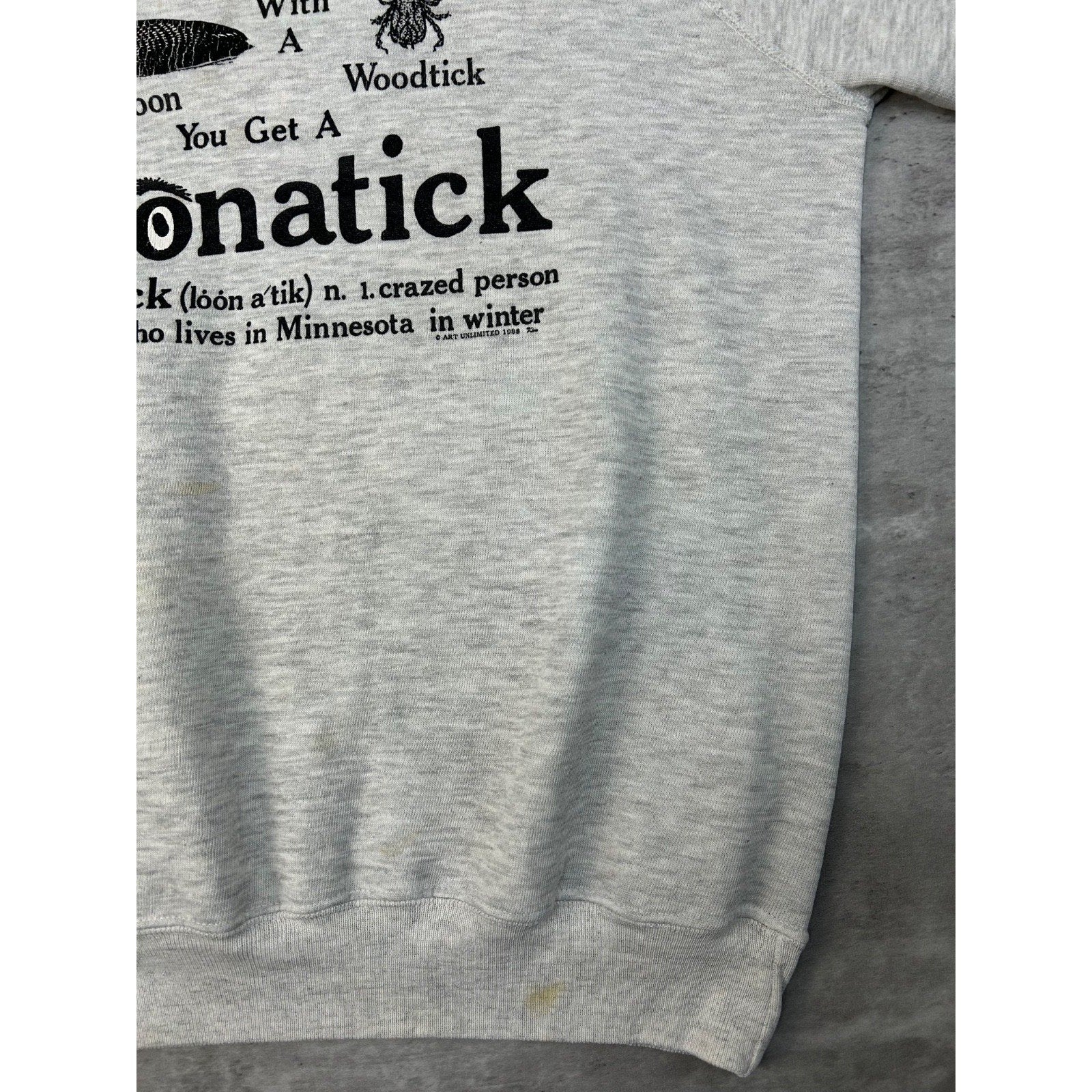 Vintage 1988 Loonatick Animal Comedy Slogan Graphic Sweatshirt Size Large