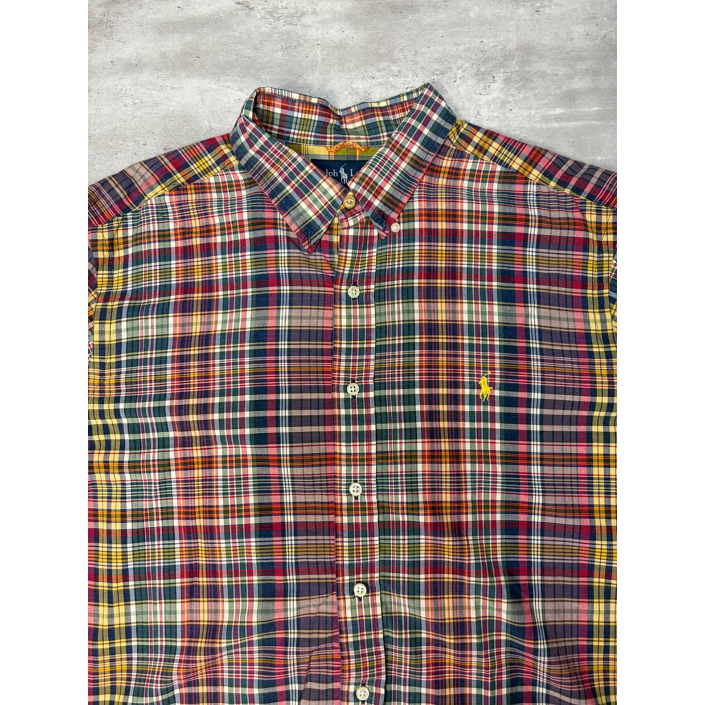 Vintage Polo Ralph Lauren Embroidered Pony Plaid Button Up Shirt Size XL
