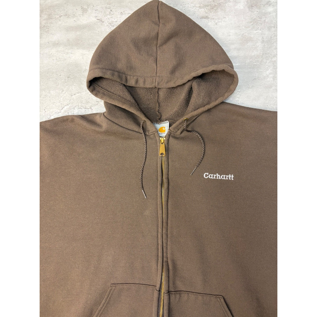 Vintage Carhartt Embroidered Spellout Full Zip Hooded Sweatshirt Size XL