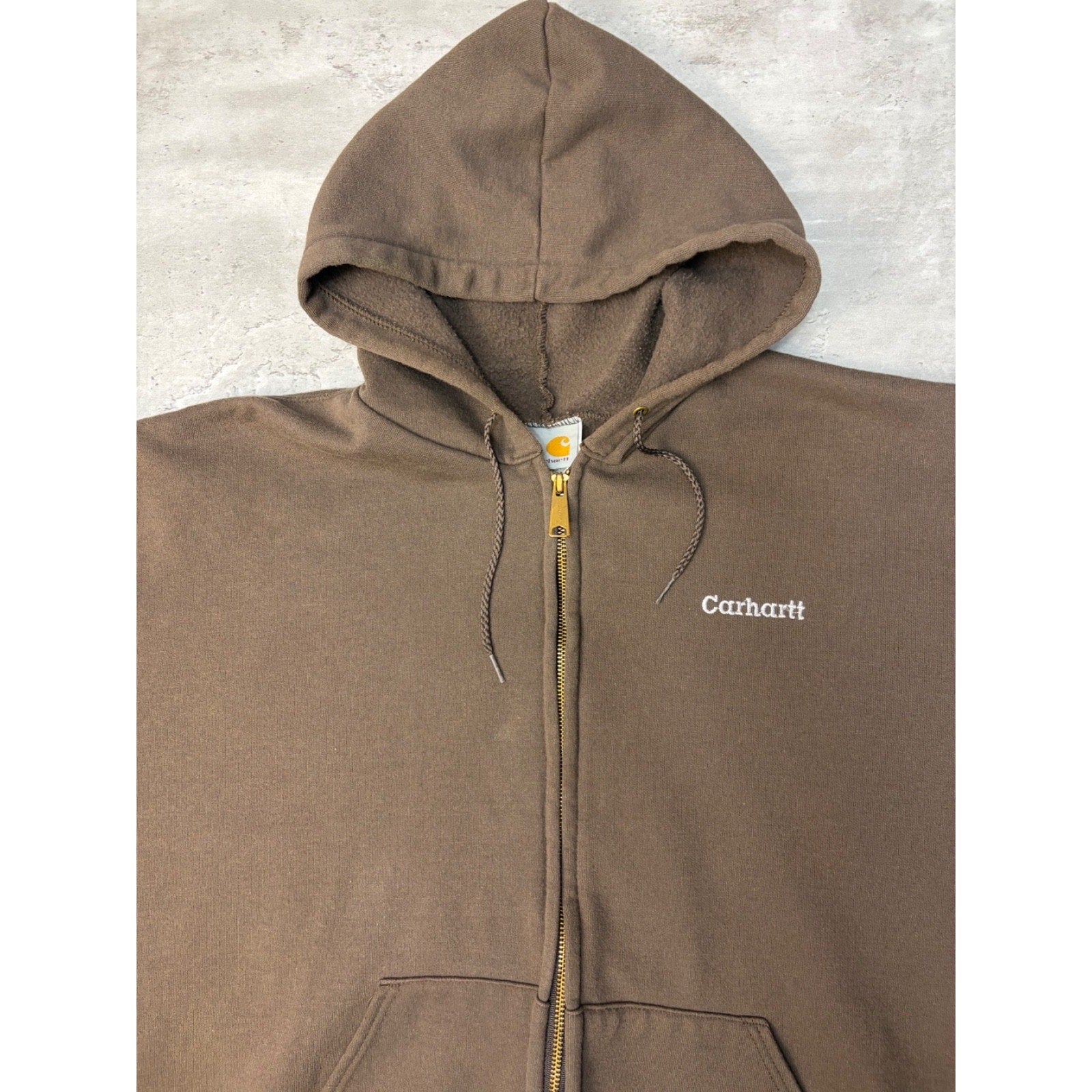 Vintage Carhartt Embroidered Spellout Full Zip Hooded Sweatshirt Size XL