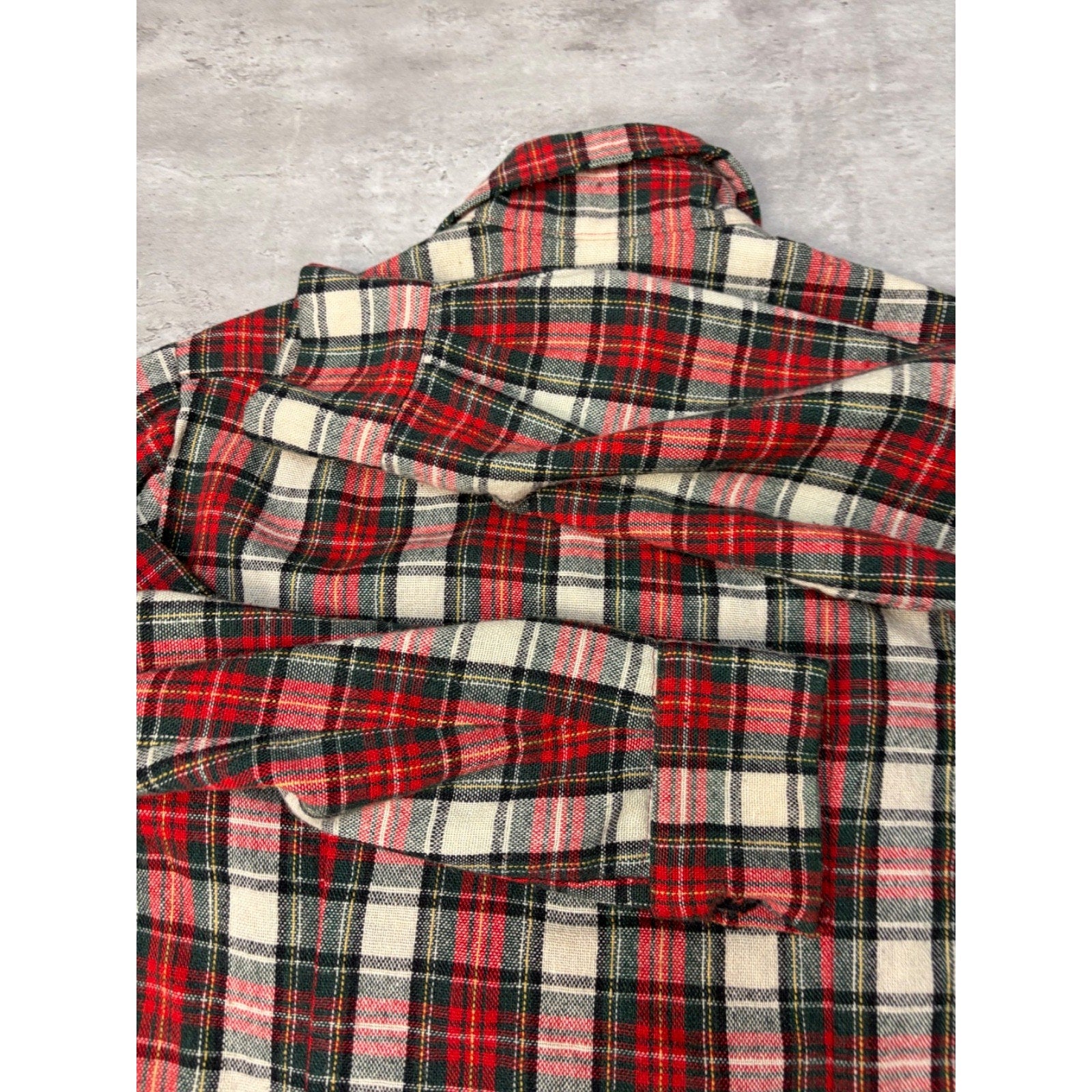 Vintage 1970s Hand Made Plaid Print Insulated Collared Jacket Size Large