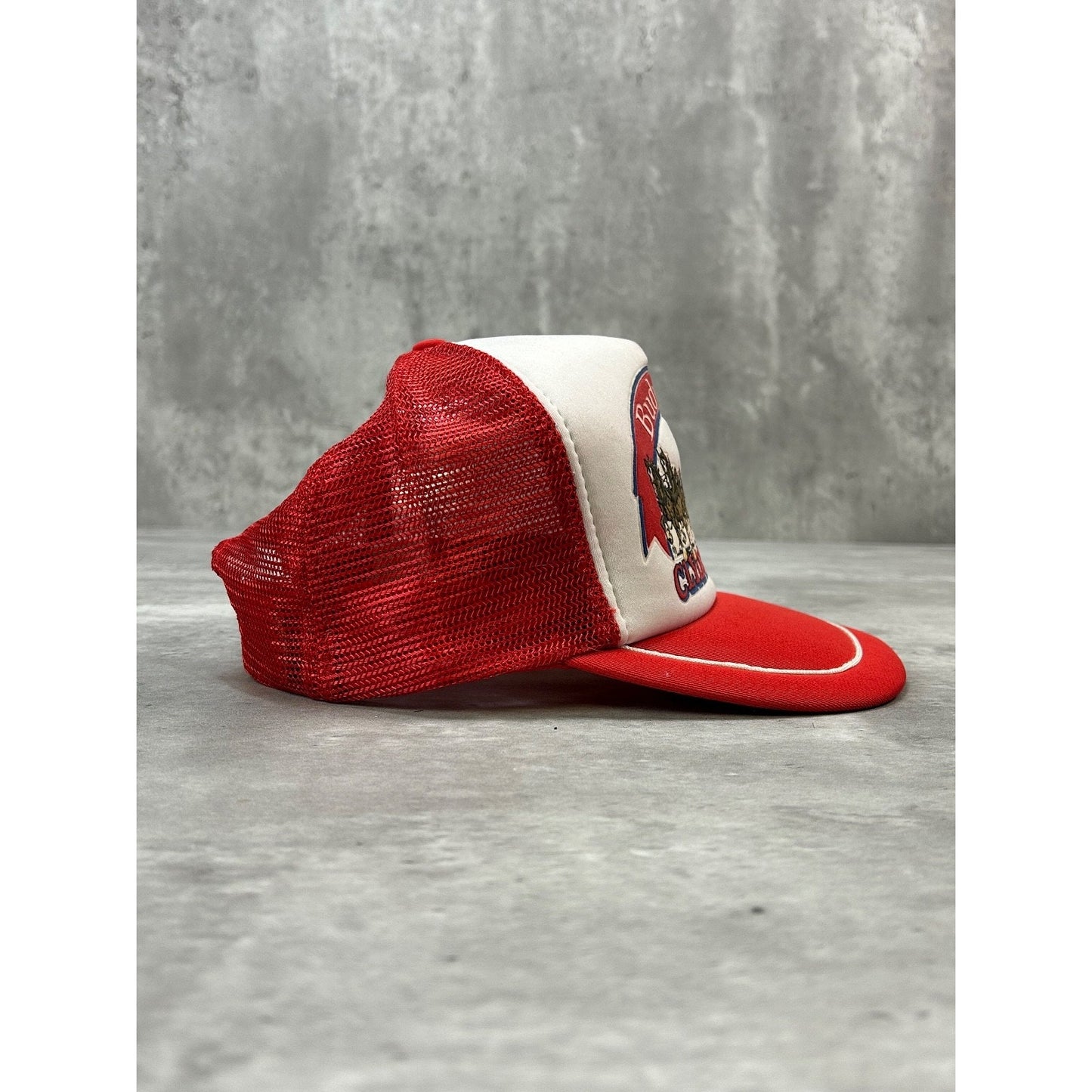 Vintage 80s Budwieser Clydesdales Beer Promo Graphic Trucker Snapback Hat OSFA