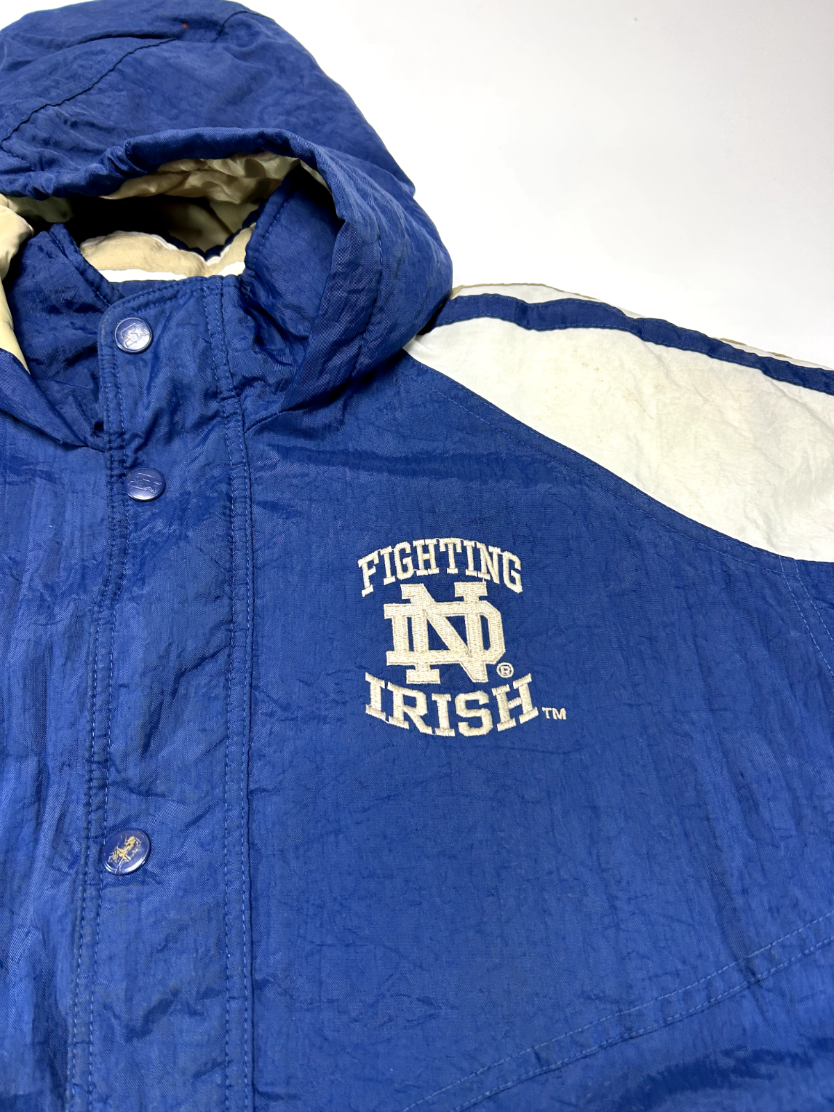 Vintage 90s Notre Dame Fighting Irish NCAA Insulated Starter Jacket Size XS