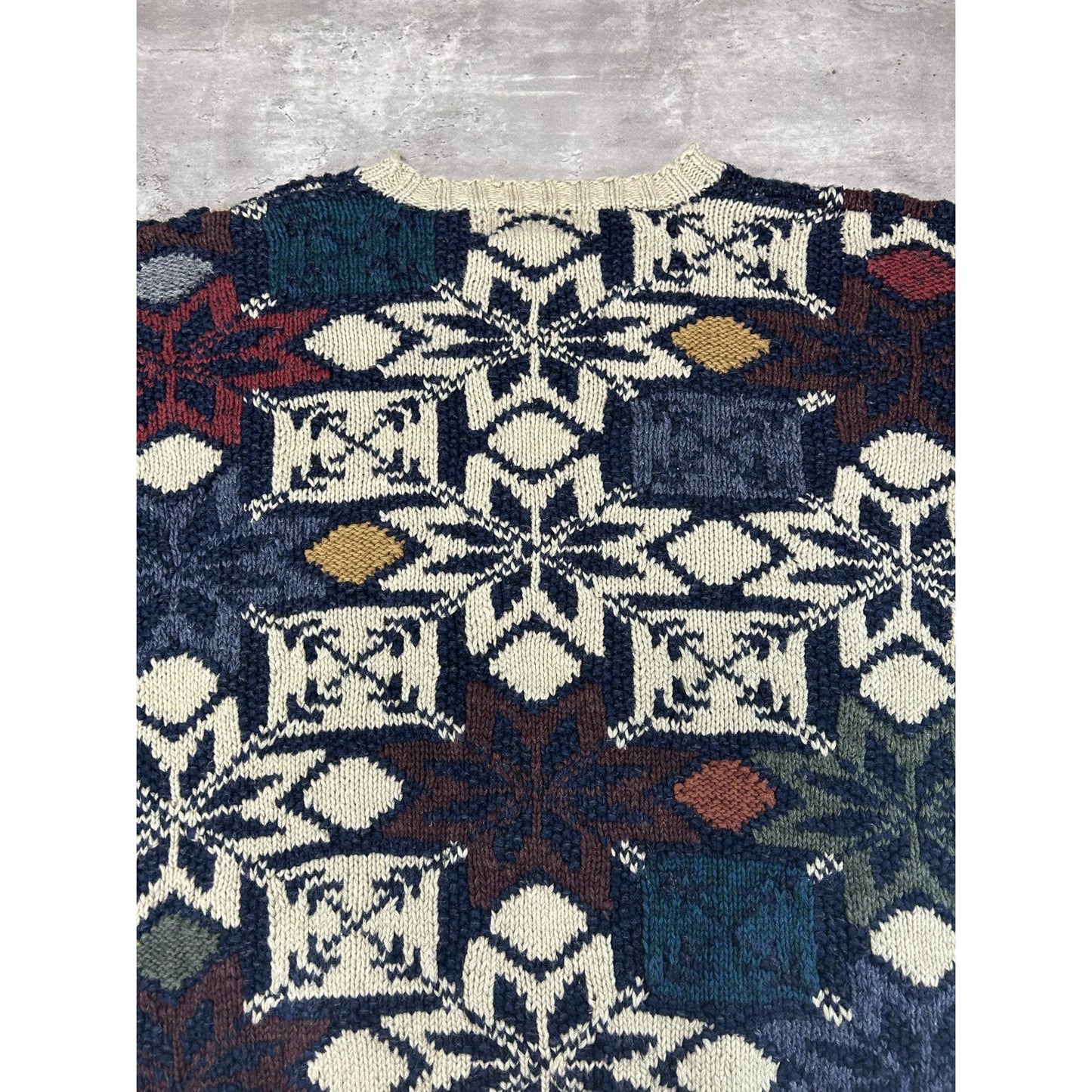Vintage 90s Northern Isles Snowflake Print Ribbed Pullover Knit Sweater Sz Large