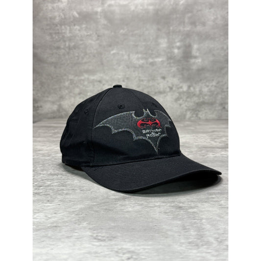 Vintage 1997 Batman & Robin Embroidered Movie Spellout Snapback Hat OSFA
